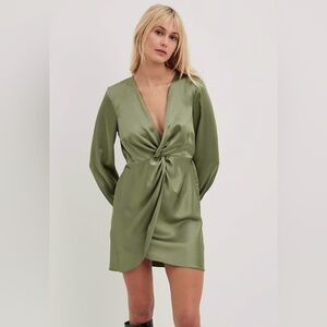 Satin Twist Mini Dress - NWT Soft Green